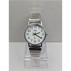 Timex Easy Reader Indiglo Silver Tone 34mm Quartz Watch New Battery WR 30M
